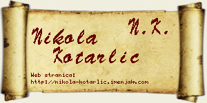 Nikola Kotarlić vizit kartica